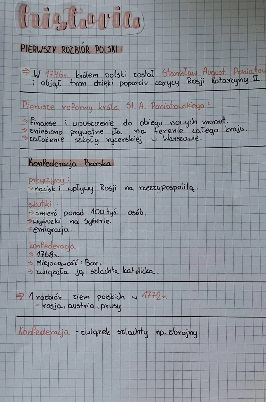Historia- pierwszy rozbiór polski