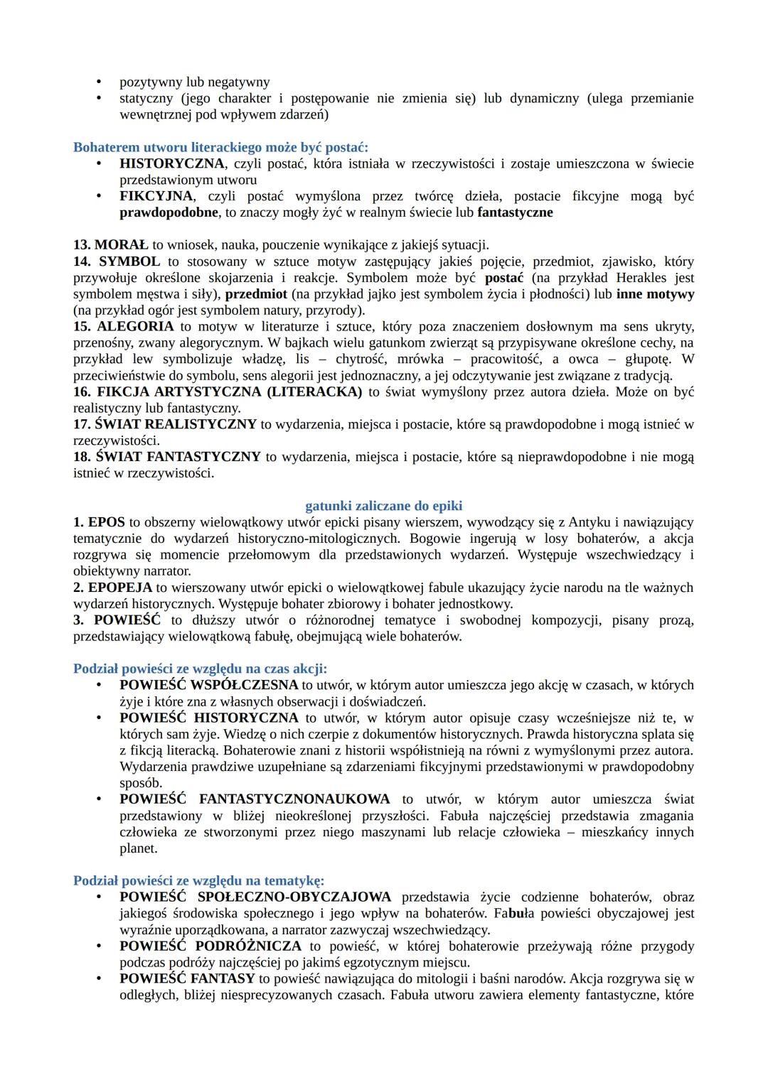 --- OCR Start ---
rodzaje i gatunki literackie
najważniejsze pojęcia
1. RODZAJ LITERACKI to zespół cech, które pozwalają zaklasyfikować utwó