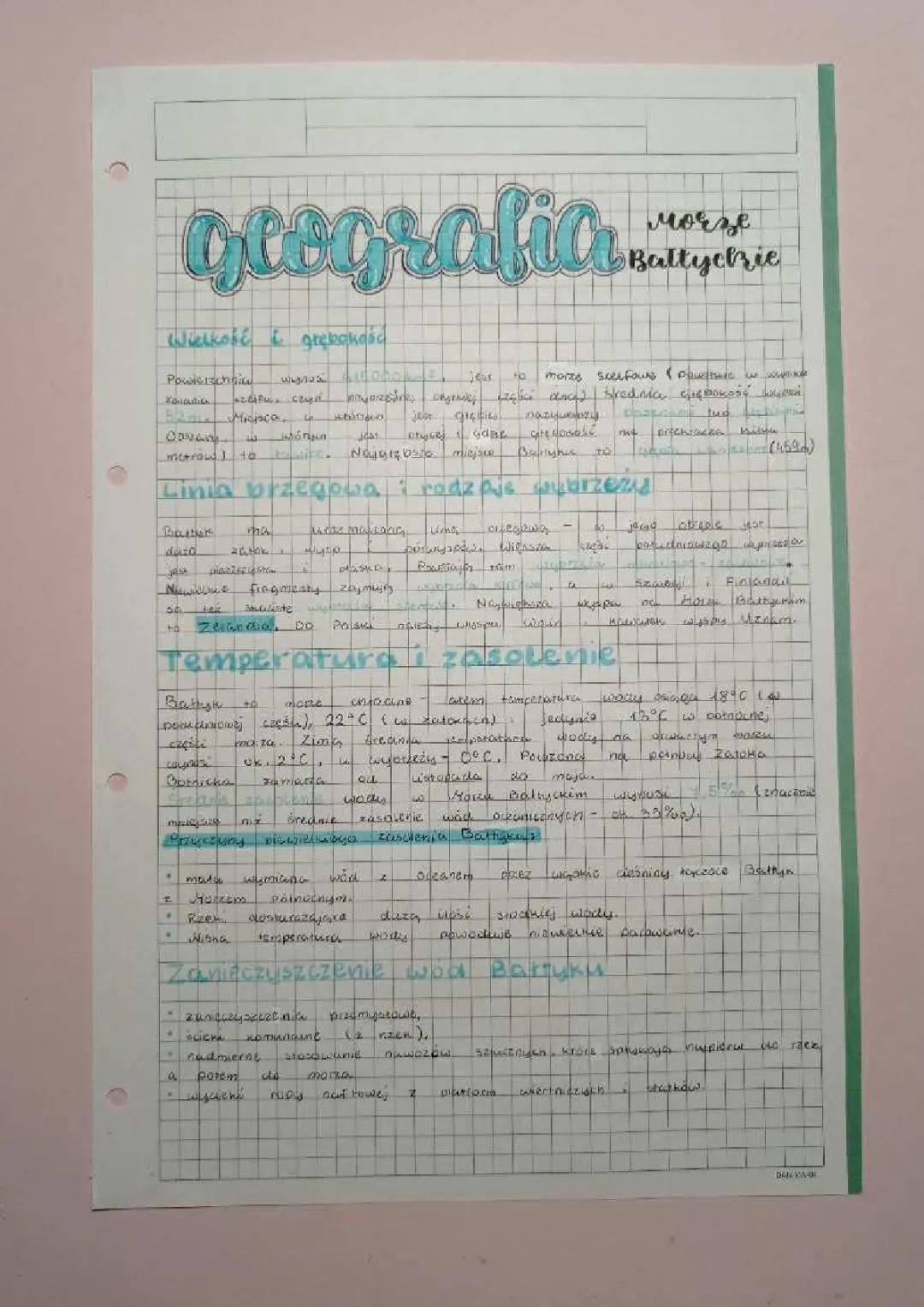 Geografia: Zagadnienia o Morzu Bałtyckim - Klasa 7