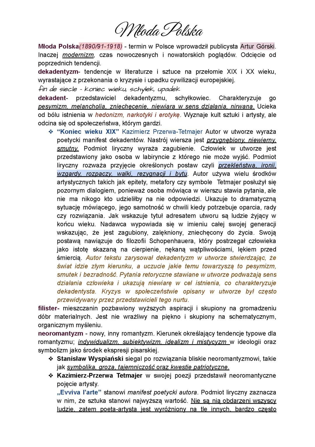 Notatka z Młodej Polski