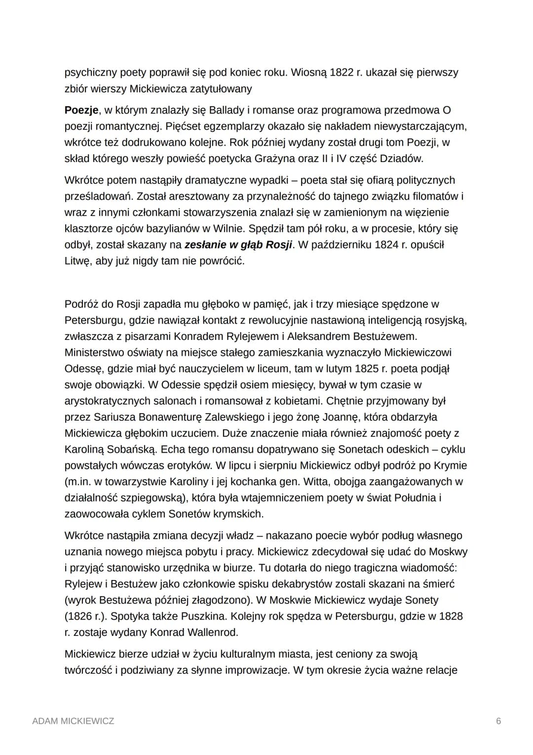Adam Mickiewicz - Najważniejsze Informacje i Twórczość