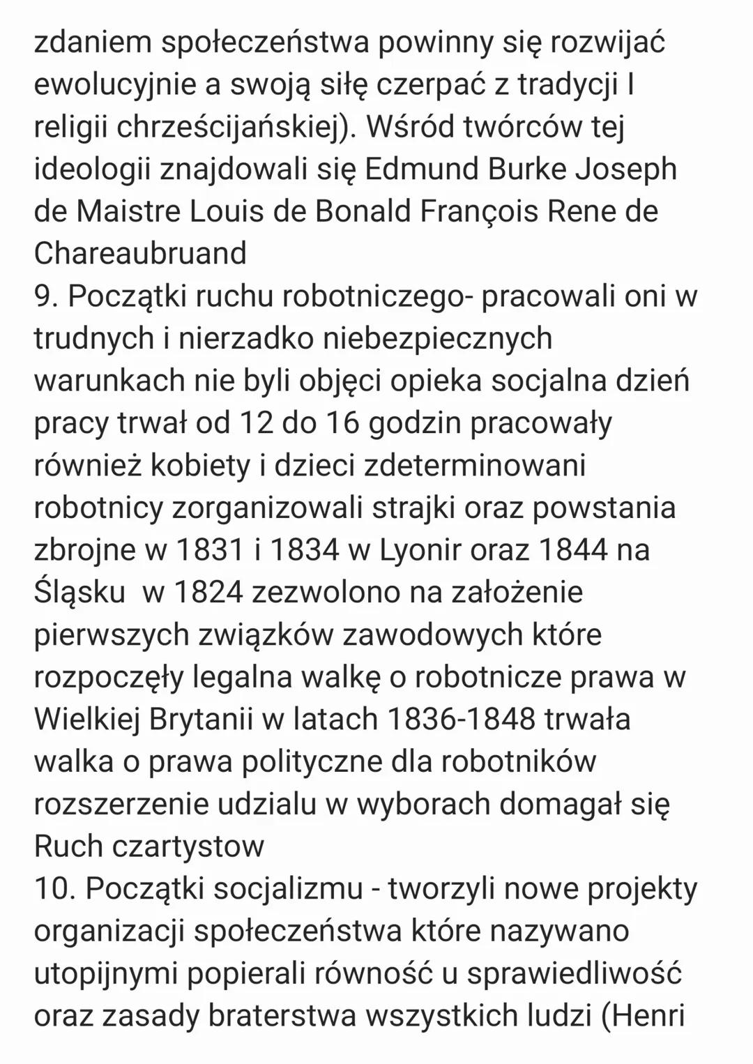 1. Burżuazja- zamożnych mieszczaństwo
należały do niej zakłady produkcyjne i kopalnie
2. Konserwatyści- szlachta dążącą do
zachowania porząd