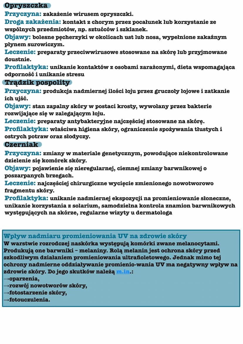 Choroby i higiena skóry
Choroby skóry wynikają głównie z tego, że skóra jako najbardziej zewnętrzny
¦narząd człowieka jest narażona na ciągł