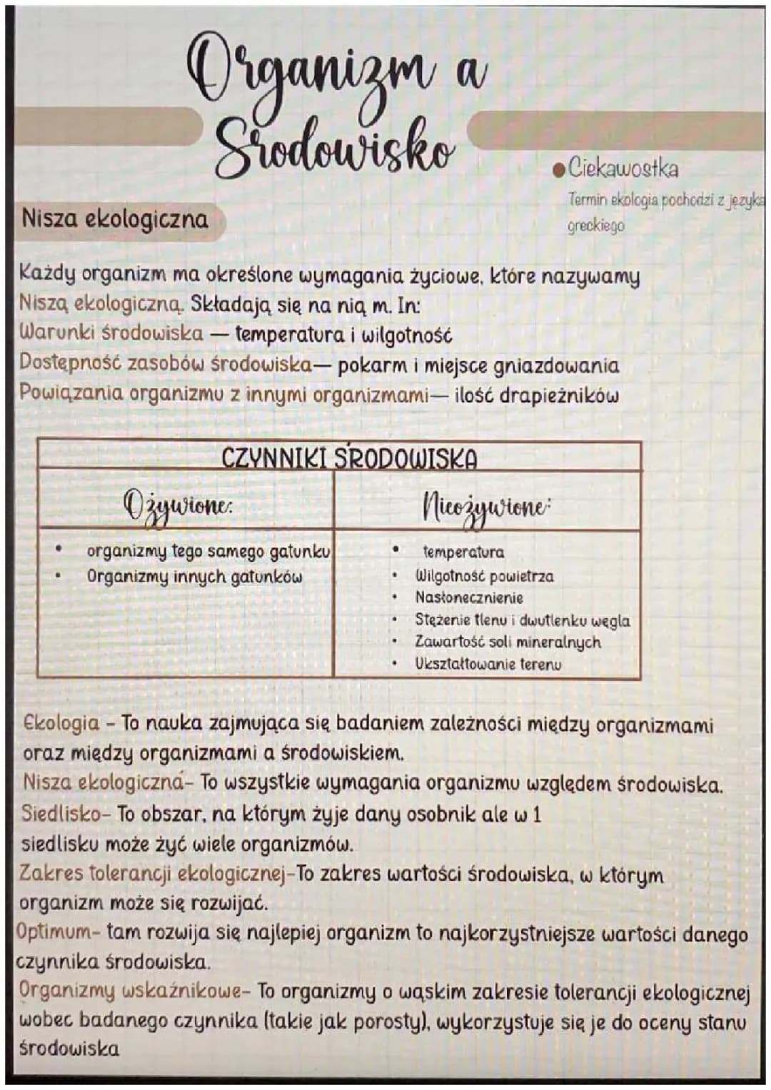 Organizm a środowisko