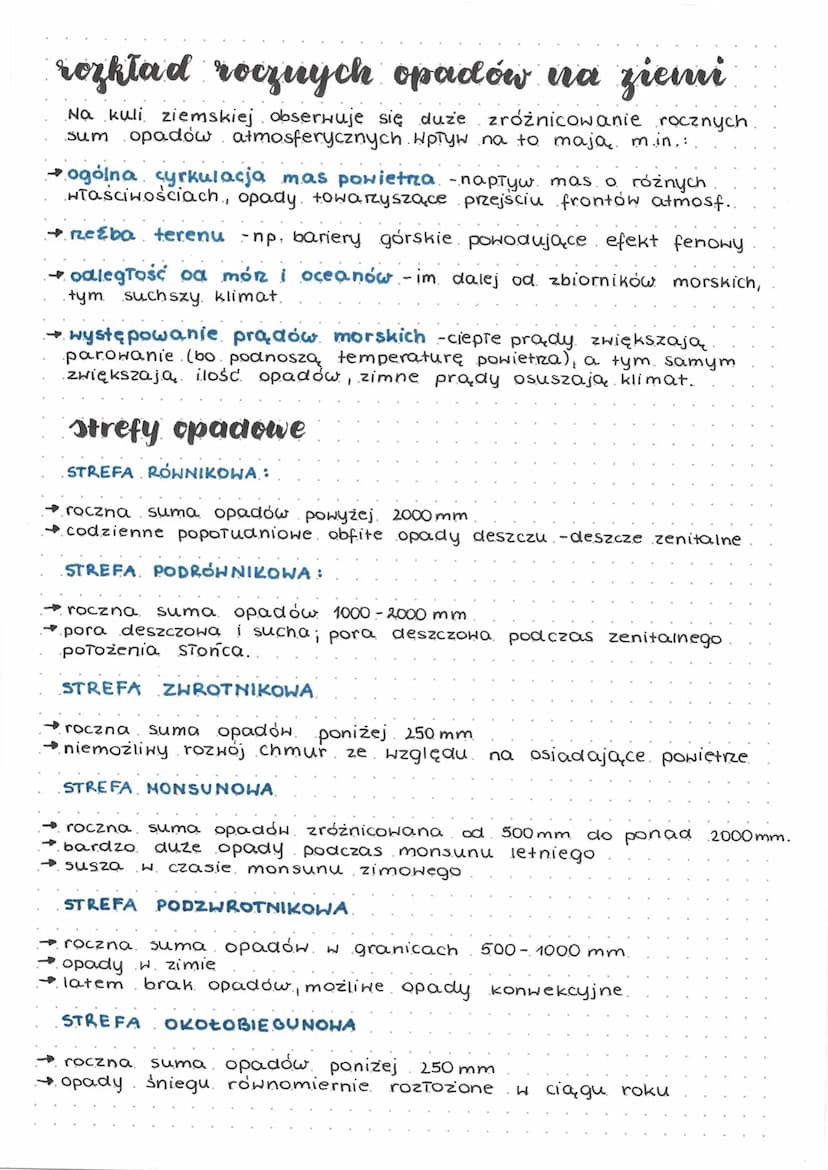 zróżnicowanie
apadów
opady atmosferyczne - jeden z produktów kondensacji pary
wodnej. Powstają wtedy, gdy krople wody (lub kryształki 10du).