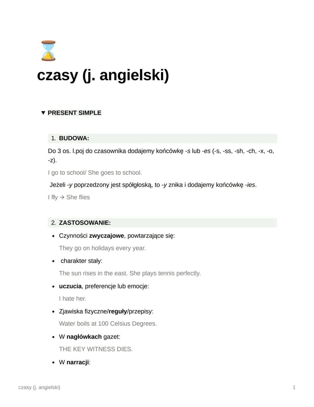 czasy w j. angielskim