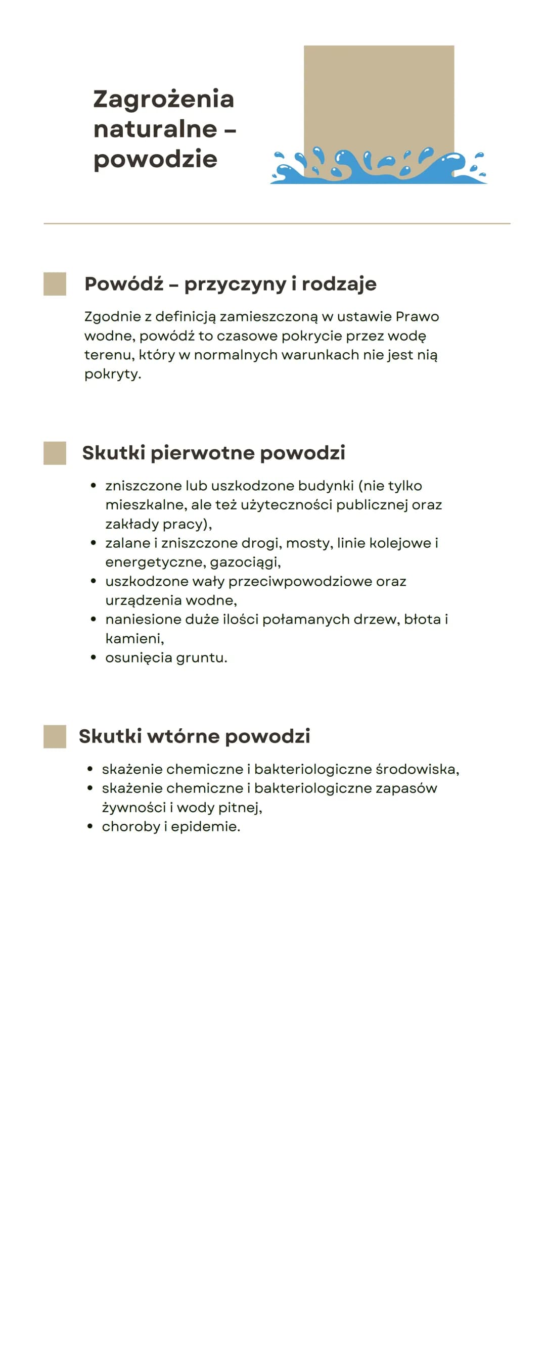 Zagrożenia
naturalne -
powodzie
Powódź - przyczyny i rodzaje
Zgodnie z definicją zamieszczoną w ustawie Prawo
wodne, powódź to czasowe pokry