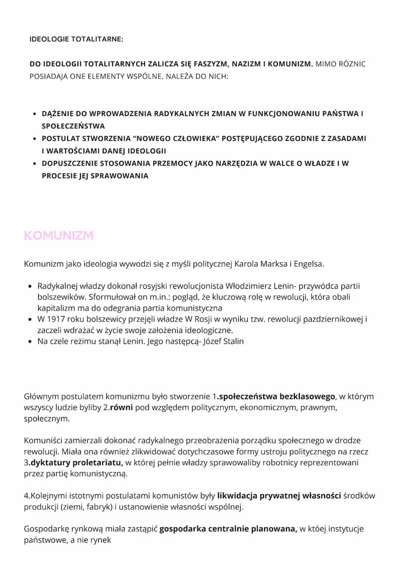 TOTALITARYZM
CZYM JEST
TOTALITARYZM?
Totalitaryzm jest cechą państwa, która w nieograniczony sposób
rozszerza zakres swoich kompetencji i dą