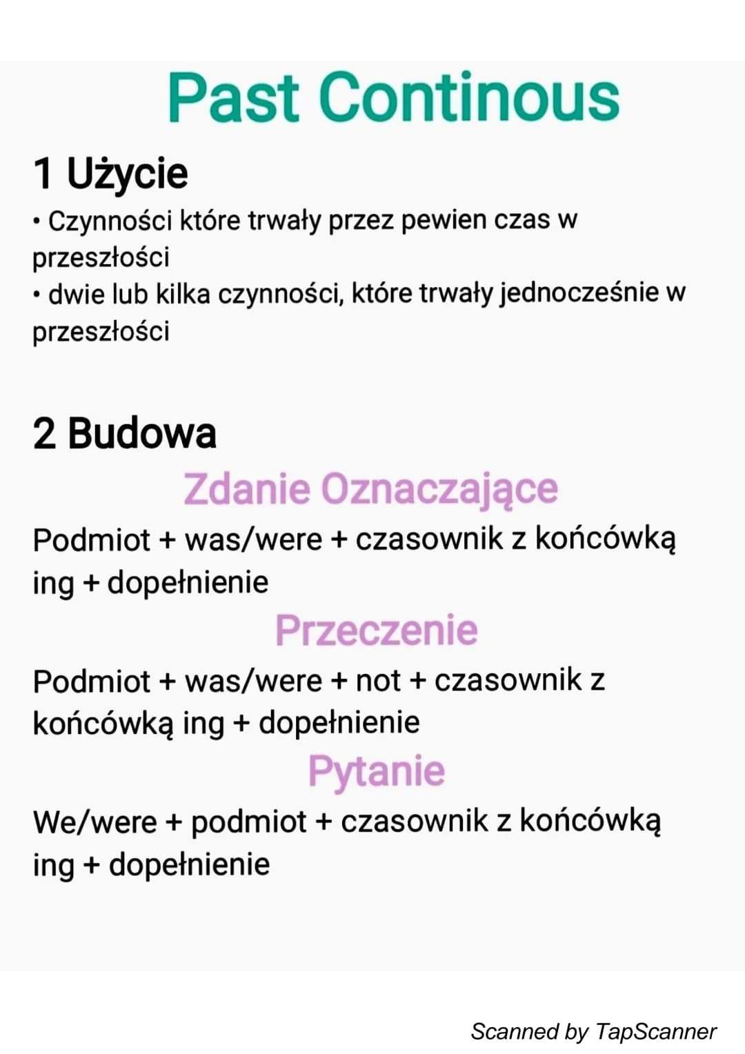Past Continous
1 Użycie
• Czynności które trwały przez pewien czas w
przeszłości
• dwie lub kilka czynności, które trwały jednocześnie w
prz