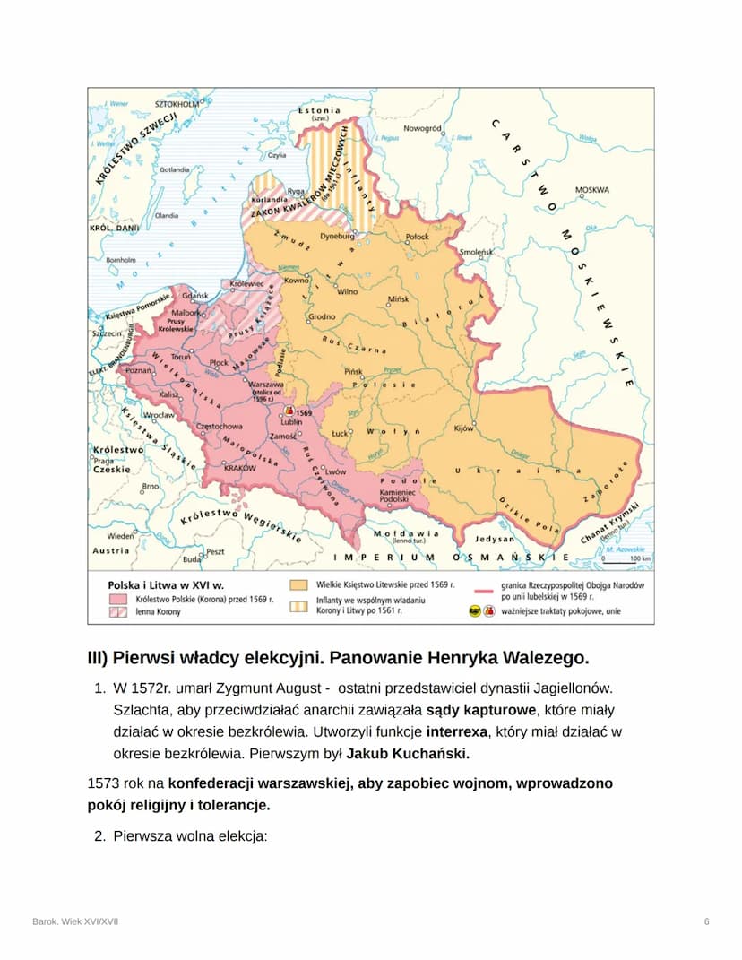 Barok. Wiek XVI/XVII
1) Demokracja szlachecka. Gospodarka folwarczno -
pańszczyźniana.
• Podział społeczeństwa
Szlachta
Duchowieństwo
Mieszc