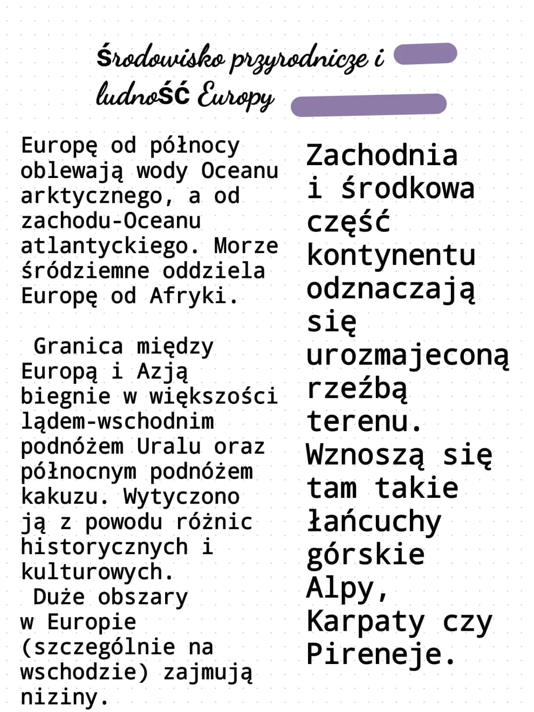 środowisko przyrodnicze i lidność Europy 