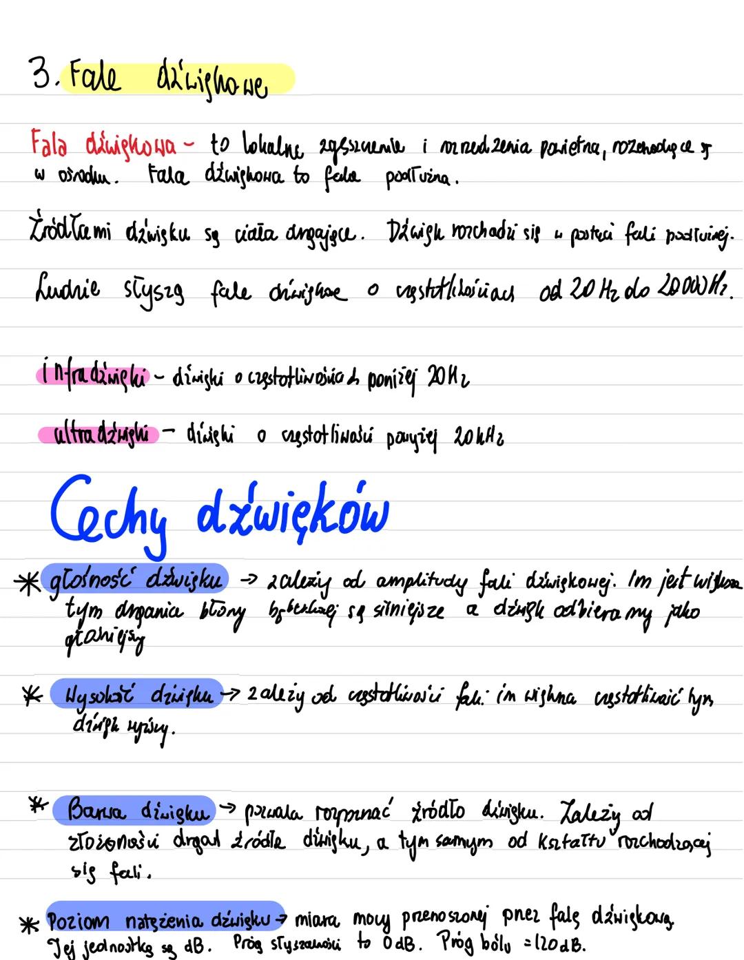 3. Fale dilighowe
Fala diwiskowa to lokalne zyszczenie i morrzedzenia powietne, rozchoolpc.
w ośrodku. Fala dźwiękowa to fale podłużna.
Źród