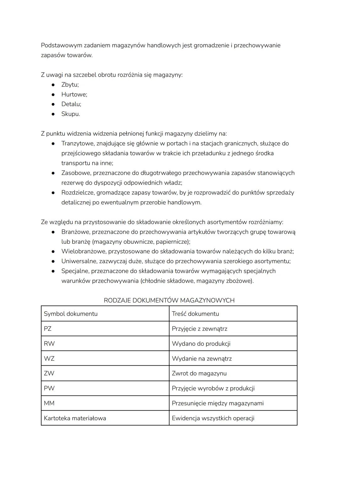 RODZAJE MAGAZYNÓW
Ze względu na cechy konstrukcyjne magazynów, dostosowanych do przechowywania
różnego rodzaju materiałów, rozróżnia się mag