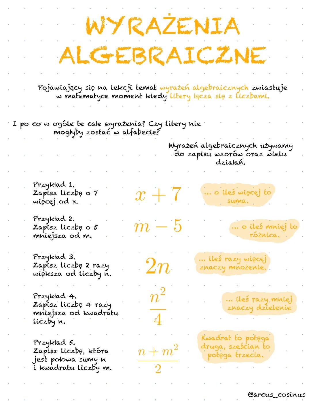 Wyrażenia Algebraiczne Klasa 7: Sprawdzian, Zadania i Karty Pracy PDF