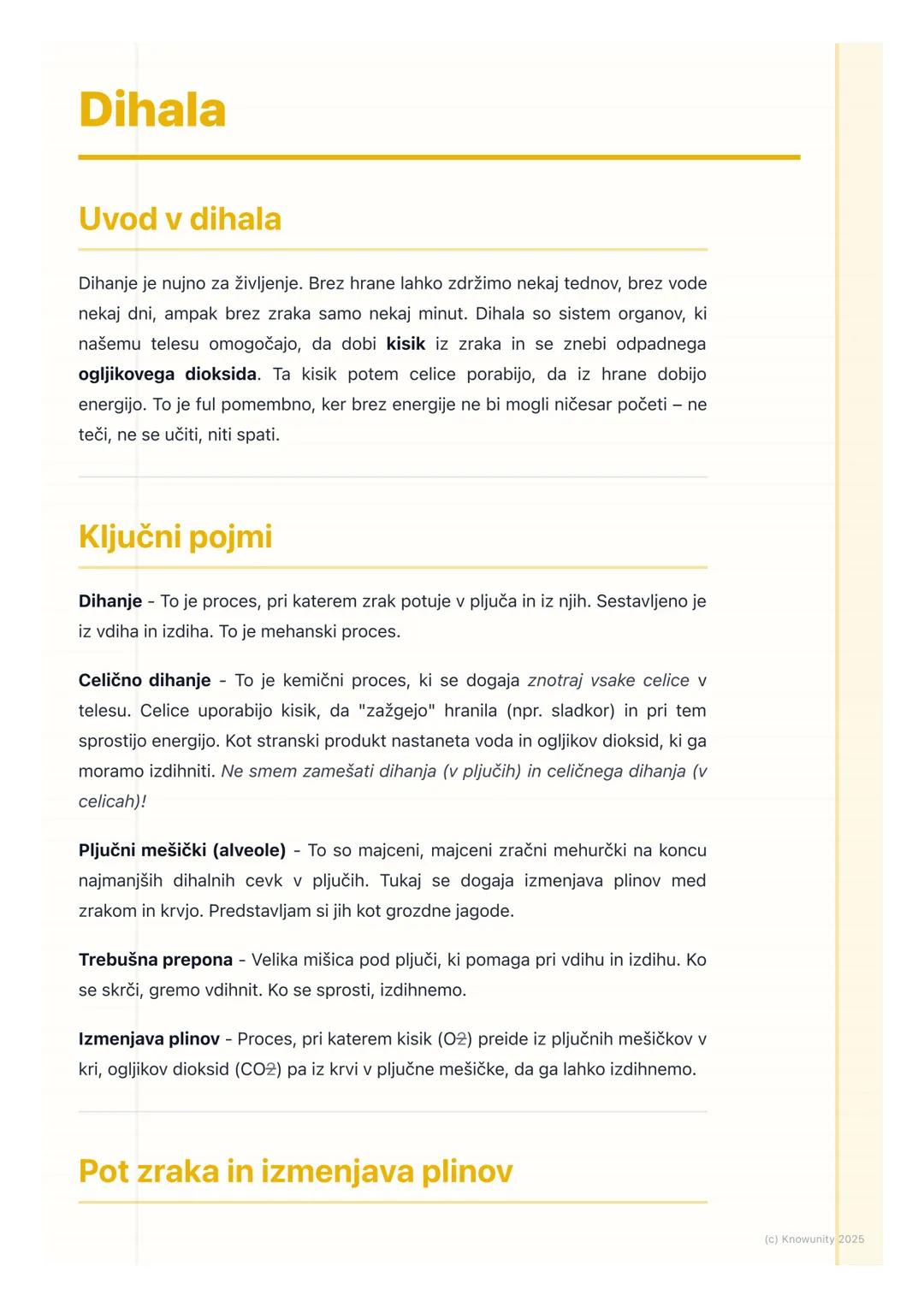 # Dihala

## Uvod v dihala

Dihanje je nujno za življenje. Brez hrane lahko zdržimo nekaj tednov, brez vode
nekaj dni, ampak brez zraka samo