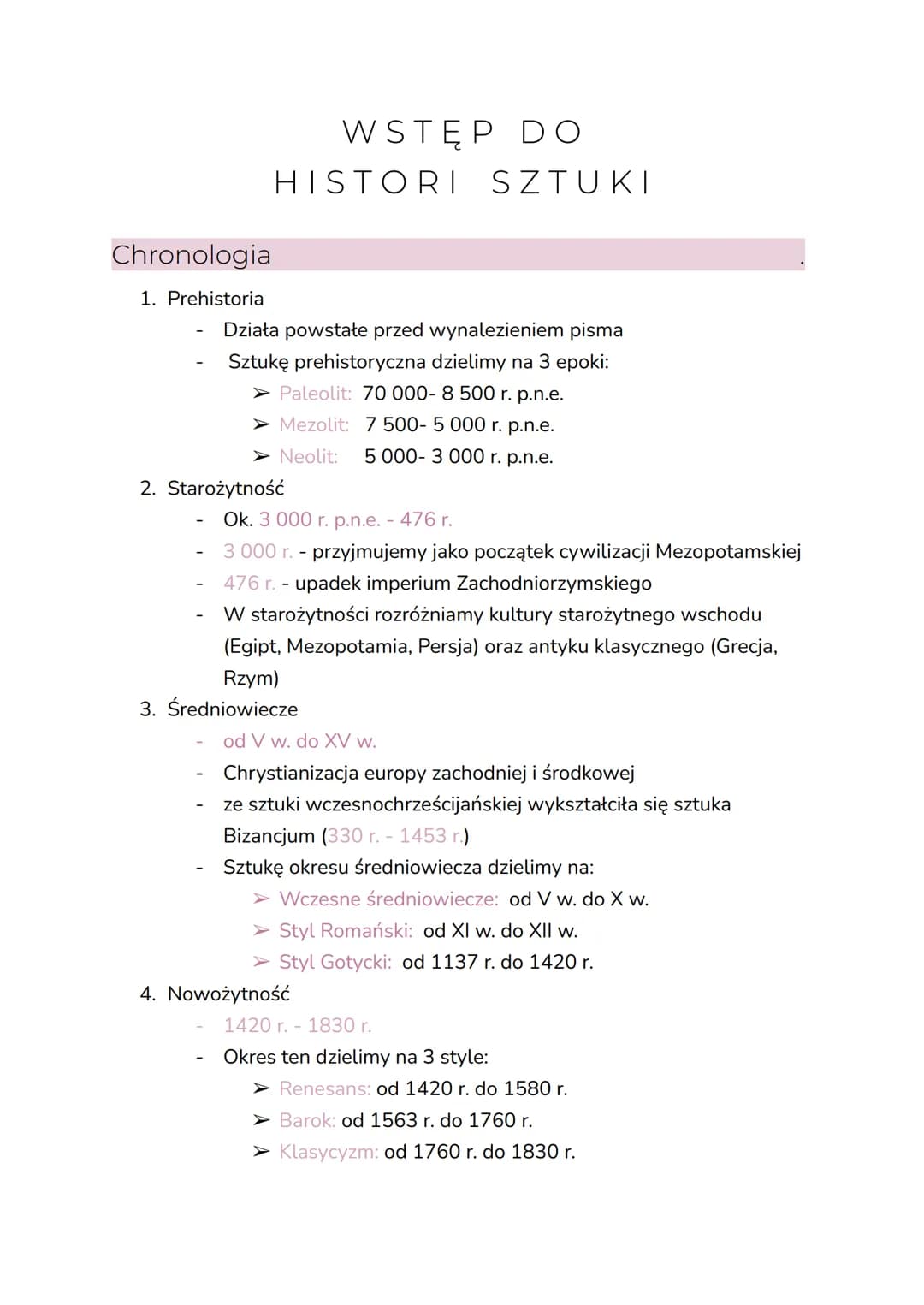 Chronologia
1. Prehistoria
WSTĘP DO
HISTORI SZTUKI
Działa powstałe przed wynalezieniem pisma
Sztukę prehistoryczna dzielimy na 3 epoki:
➤ Pa