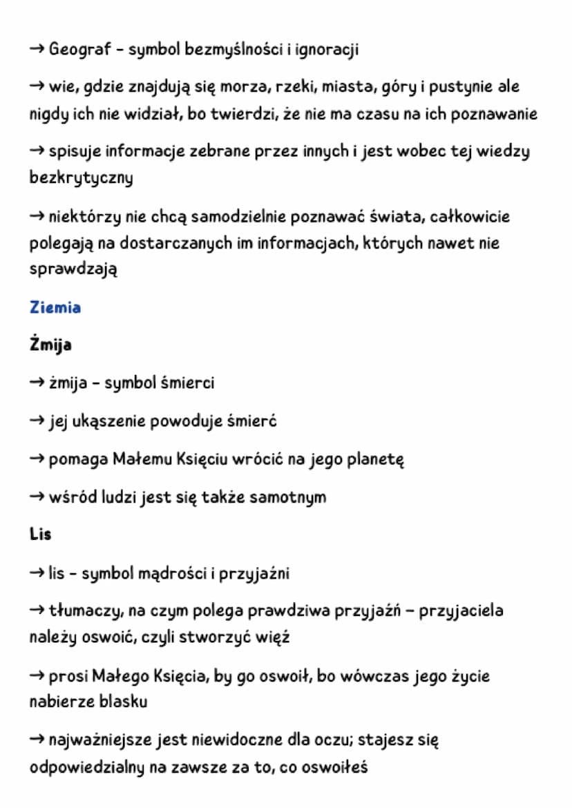 MAŁY KSIĄŻĘ
rodzaj literacki: epika
czas i miejsce: Sahara, osiem dni
watki, tematy i motywy.
→ historia pilota
→ podróż Małego Księcia
→ św