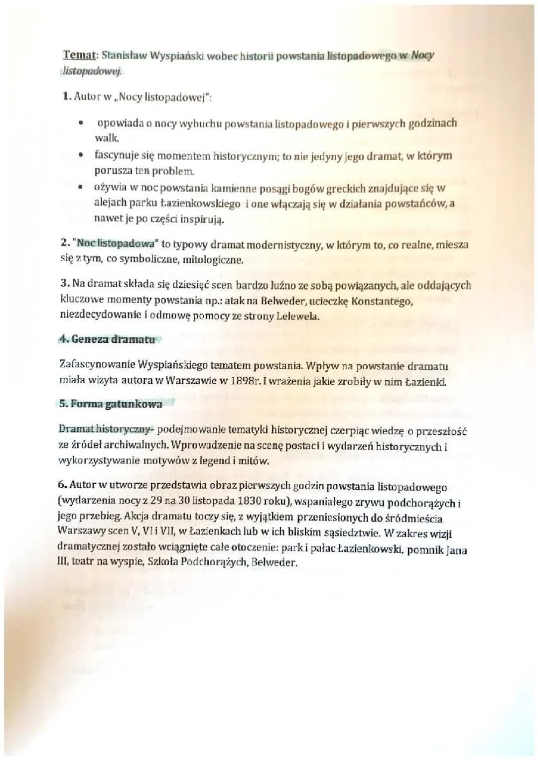 Analiza dramatu Noc listopadowa Stanisława Wyspiańskiego – bohaterowie i ich historia