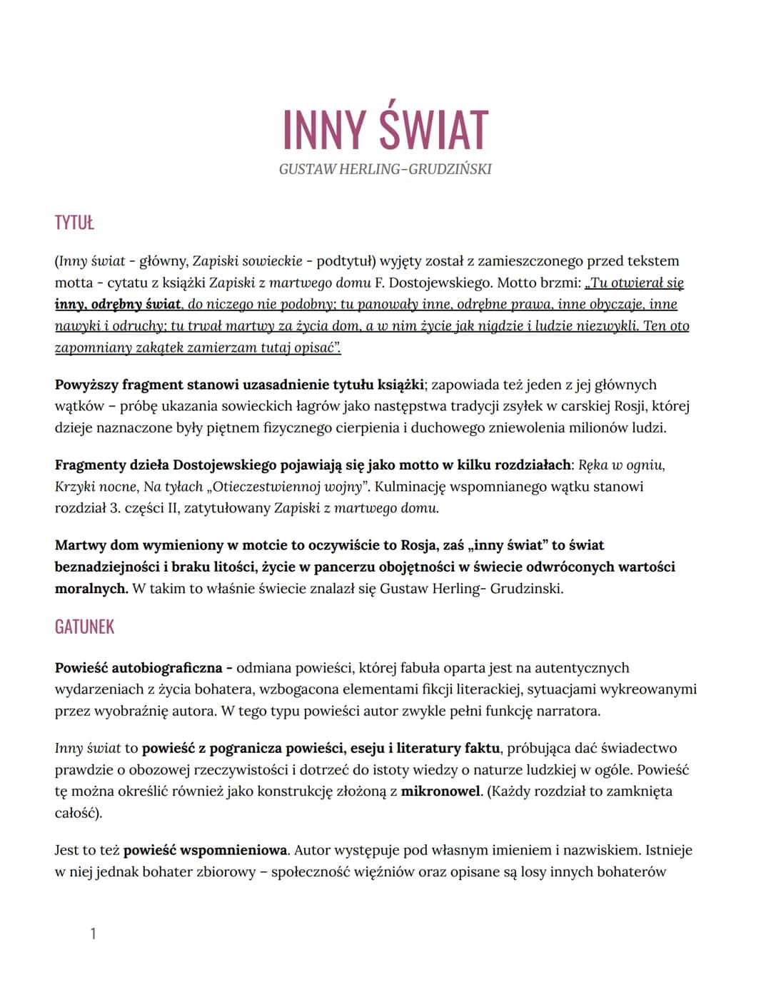 
<p>Gustaw Herling-Grudziński jest autorem słynnej książki "Inny świat", która jest zapiskami sowieckimi. Oprócz tego jest również autorem "