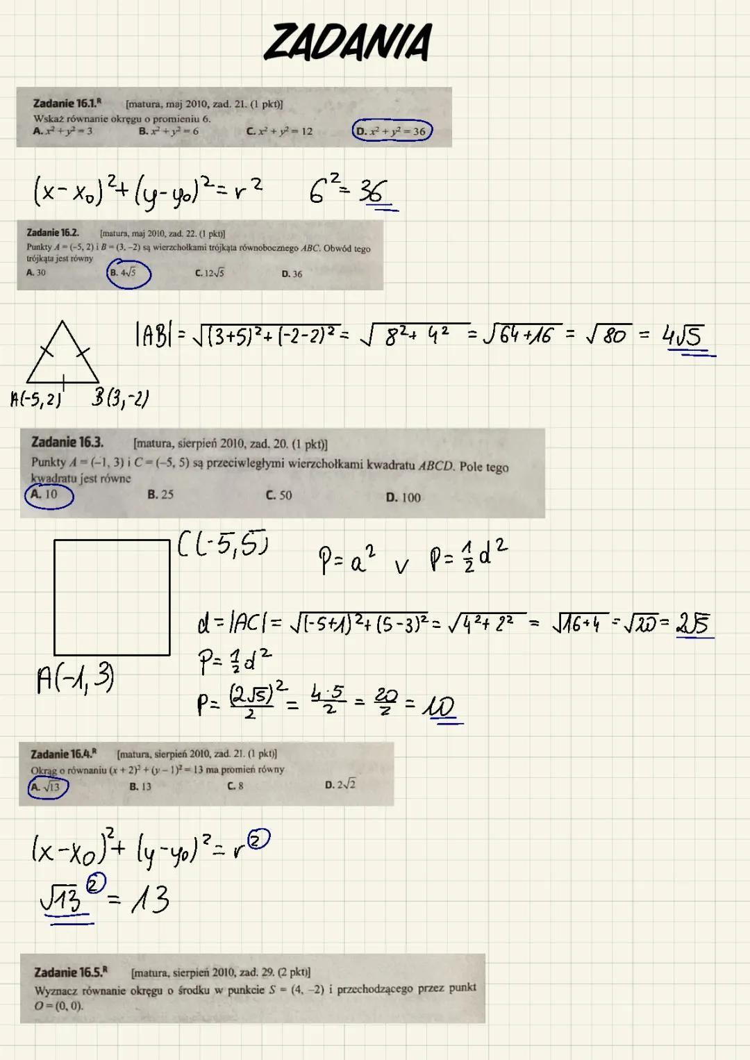 Najlepsze odpowiedzi do Matury z Matematyki 2010 - 2011