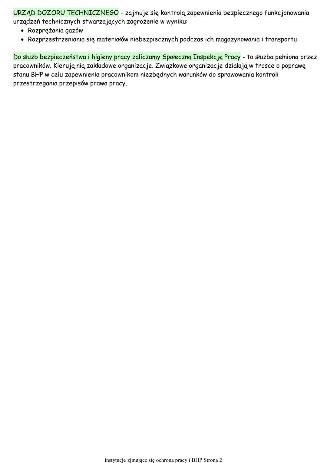 charakterystyka instytucji
zajmujących się ochroną pracy i BHP
DO INSTYTUCJI NADZORUJĄCYCH WARUNKI PRACY ZALICZAMY:
Państwową Inspekcję Prac