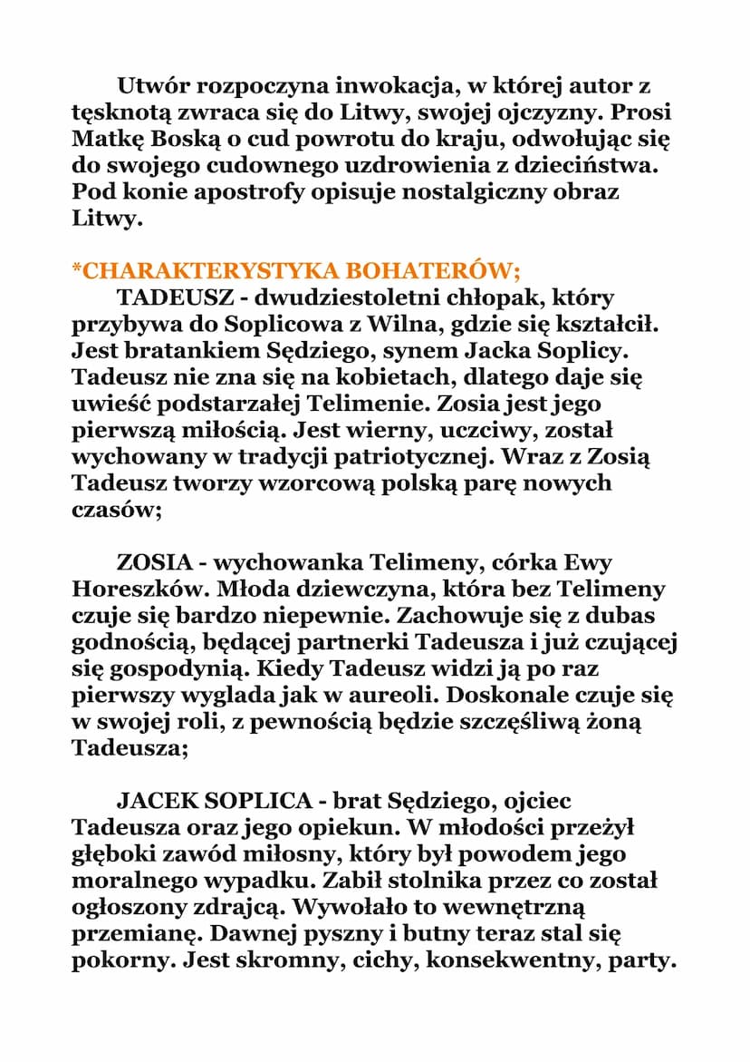 PAN TADEUSZ"
ADAM MICKIEWICZ
*CZAS I MIEJSCE AKCJI;
Akcja ,,Pana Tadeusza” rozgrywa się na Litwie w
Soplicowie oraz w Dobrzynia.
Rozpoczyna 