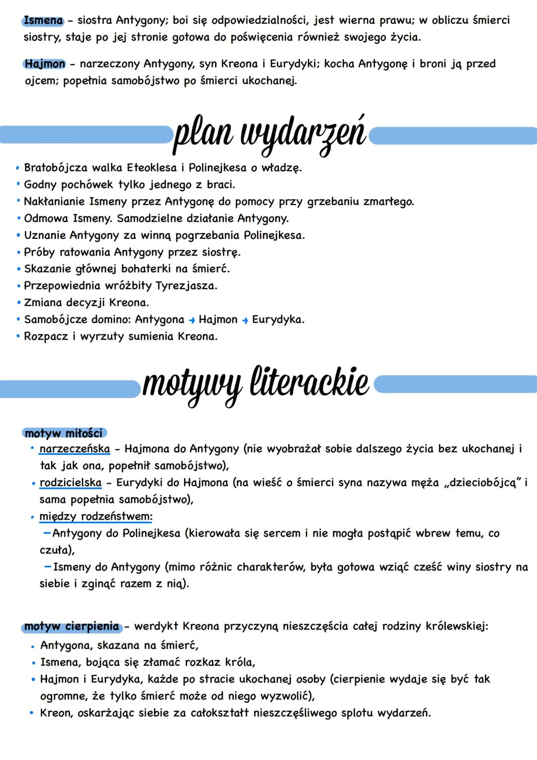 Antygona
gatunek
,,Antygona" jest tragedią antyczną.
Cechy gatunku widoczne w utworze:
. zasada trzech jedności: czasu, miejsca, akcji,
• za