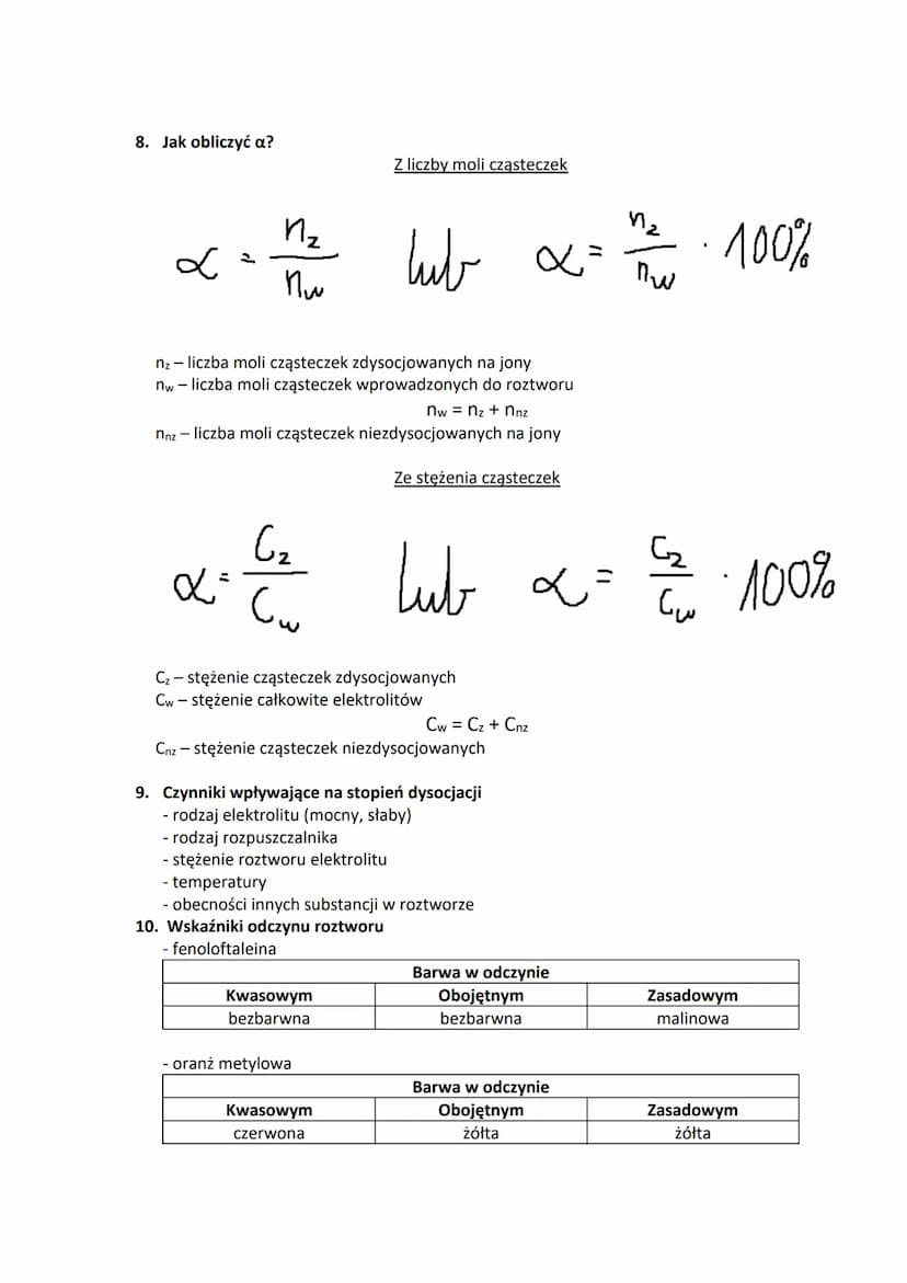 Sprawdzian ,,Reakcje w roztworach wodnych"
1. Elektrolity i nieelektrolity
Elektrolity - substancje, które ulegają dysocjacji, czyli w wodzi