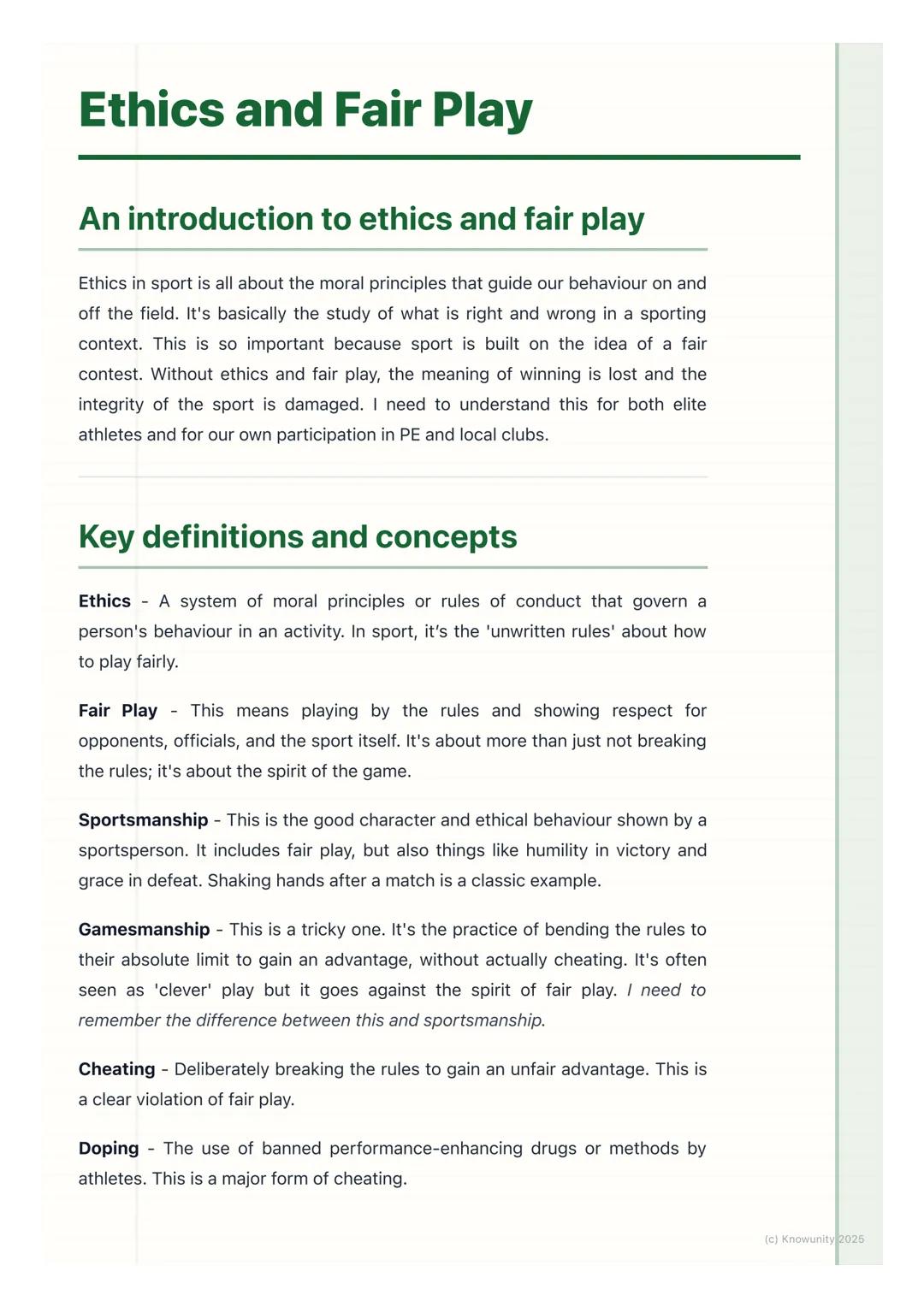 # Ethics and Fair Play

## An introduction to ethics and fair play

Ethics in sport is all about the moral principles that guide our behavio