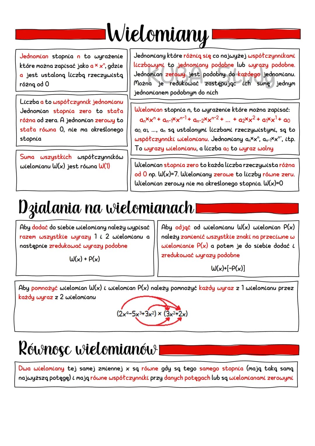 Wielomiany
Jednomian stopnia n to wyrażenie
które można zapisać jako axx", gdzie
a jest ustaloną liczbą rzeczywistą
różną od 0
Liczba a to w