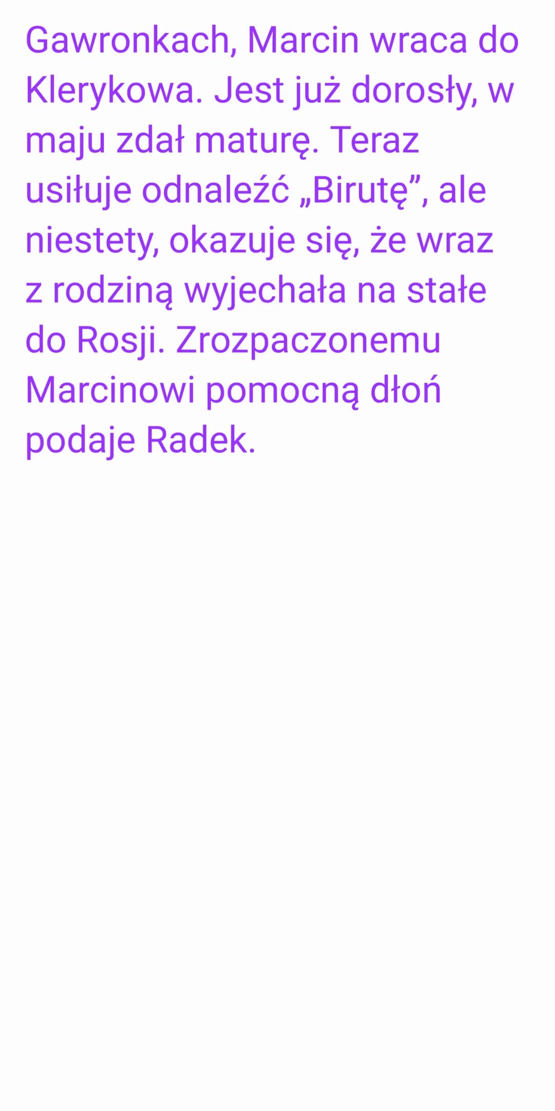 SYZYFOWE
PRACE-
Strzeszczenie
krótkie:
Czwartego stycznia
rodzice Marcinka
Borowicza odwożą go z
rodzinnych Gawronek do
szkoły w Owczarach i
