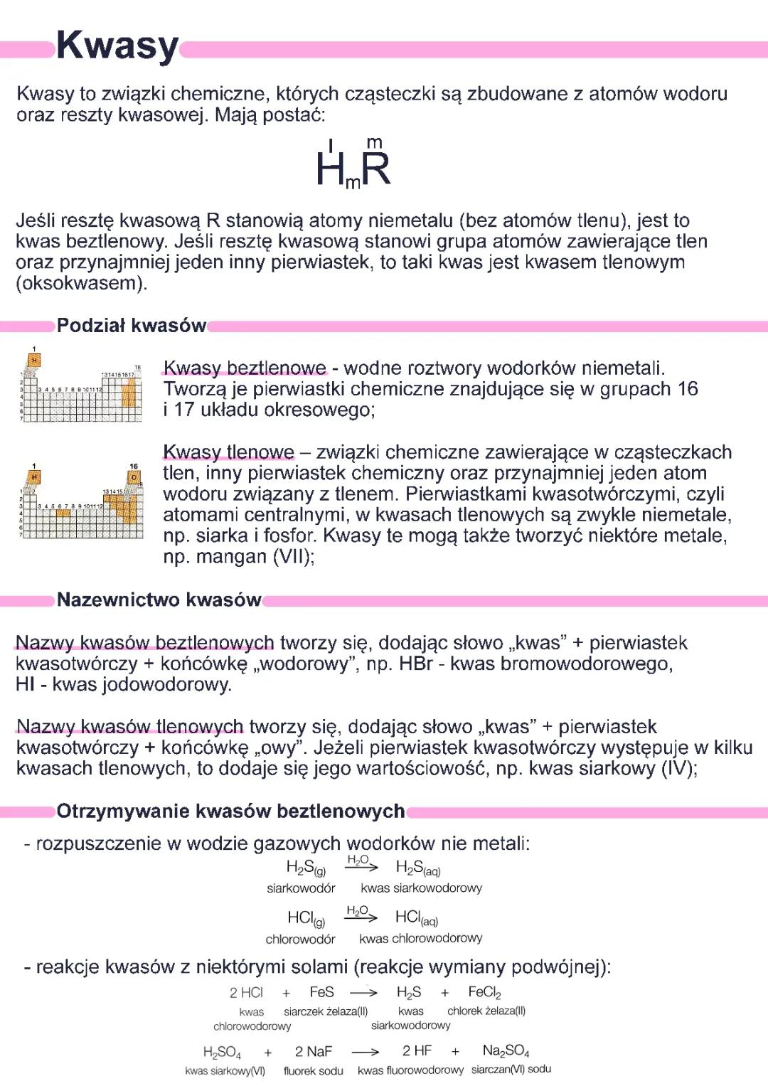 Kwasy Tlenowe i Beztlenowe - Klasa 8: Przykłady i Wzory