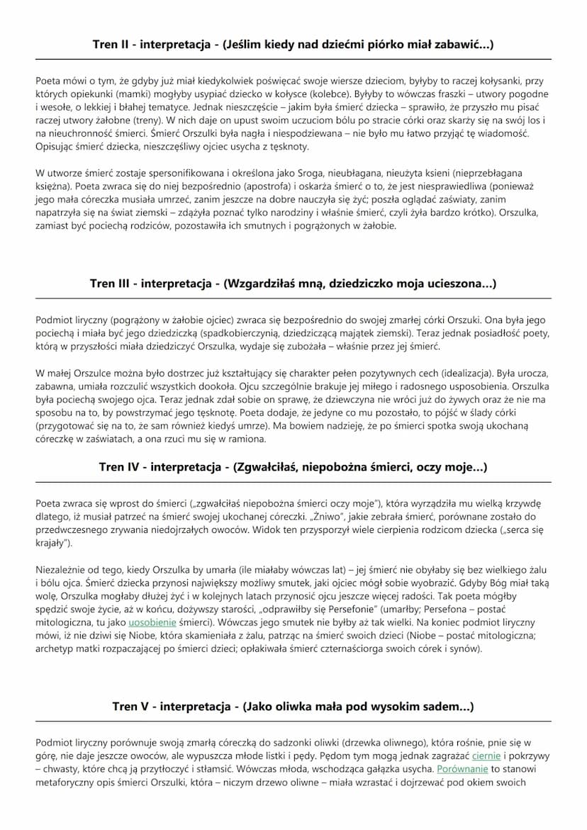 Treny - interpretacja cyklu
„Treny" Jana Kochanowskiego to bodaj najpopularniejsze polskie dzieło dotyczące problematyki śmierci, utraty
uko