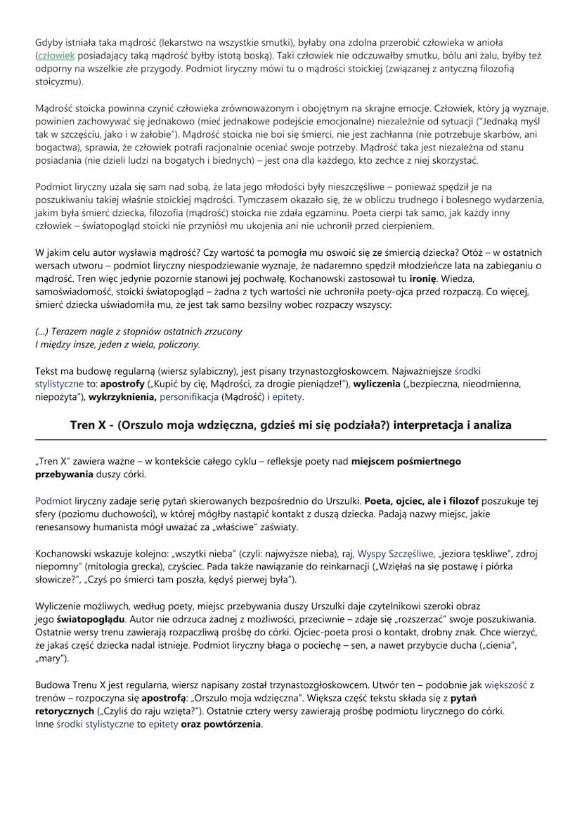 Treny - interpretacja cyklu
„Treny" Jana Kochanowskiego to bodaj najpopularniejsze polskie dzieło dotyczące problematyki śmierci, utraty
uko