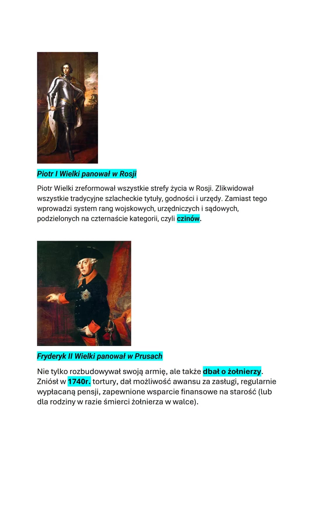 NOWE POTĘGI EUROPEJSKIE
Absolutyzm oświecony - rządzący przyznaje poddanym pełne swobody,
jednak wciąż ma pełnie władzy.
Monarcha głosi przy