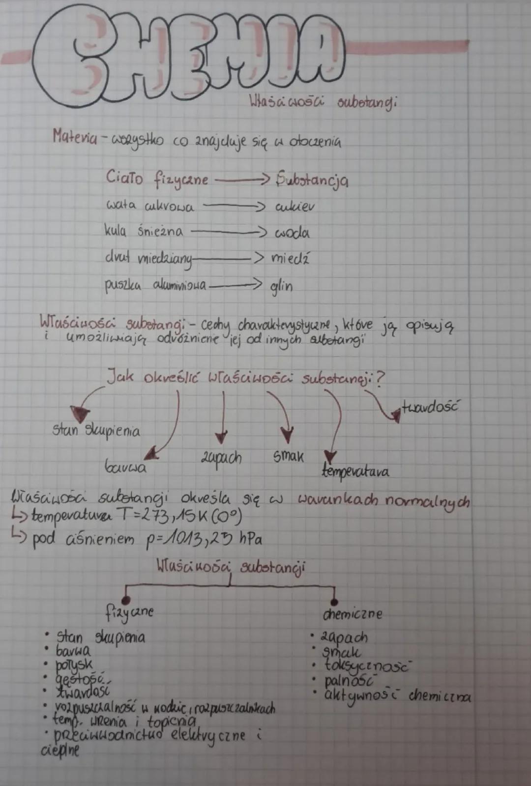 Chemia kl.7: Właściwości substancji