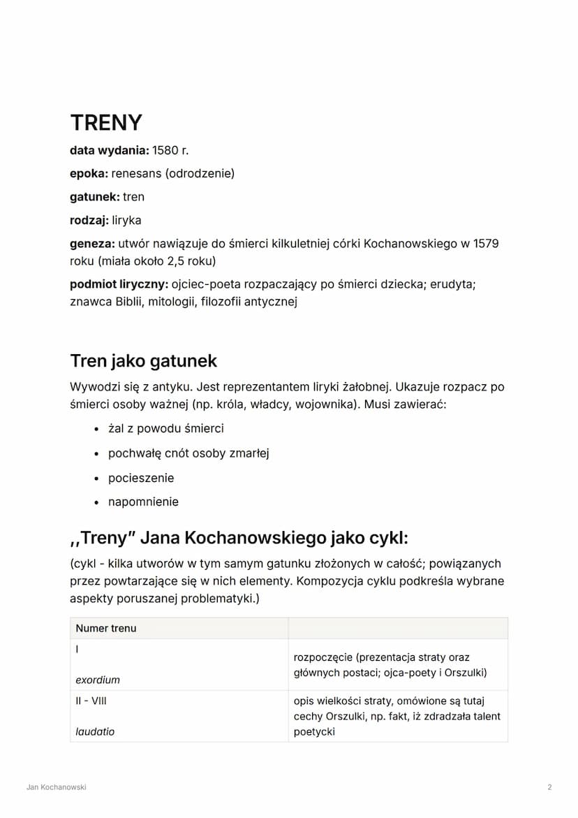 Jan Kochanowski
Tags
Renesans
Select Obowiązuje na mature
✓ Umiem
Jan Kochanowski
O autorze:
•
wszechstronnie wykształcony, władający kilkom