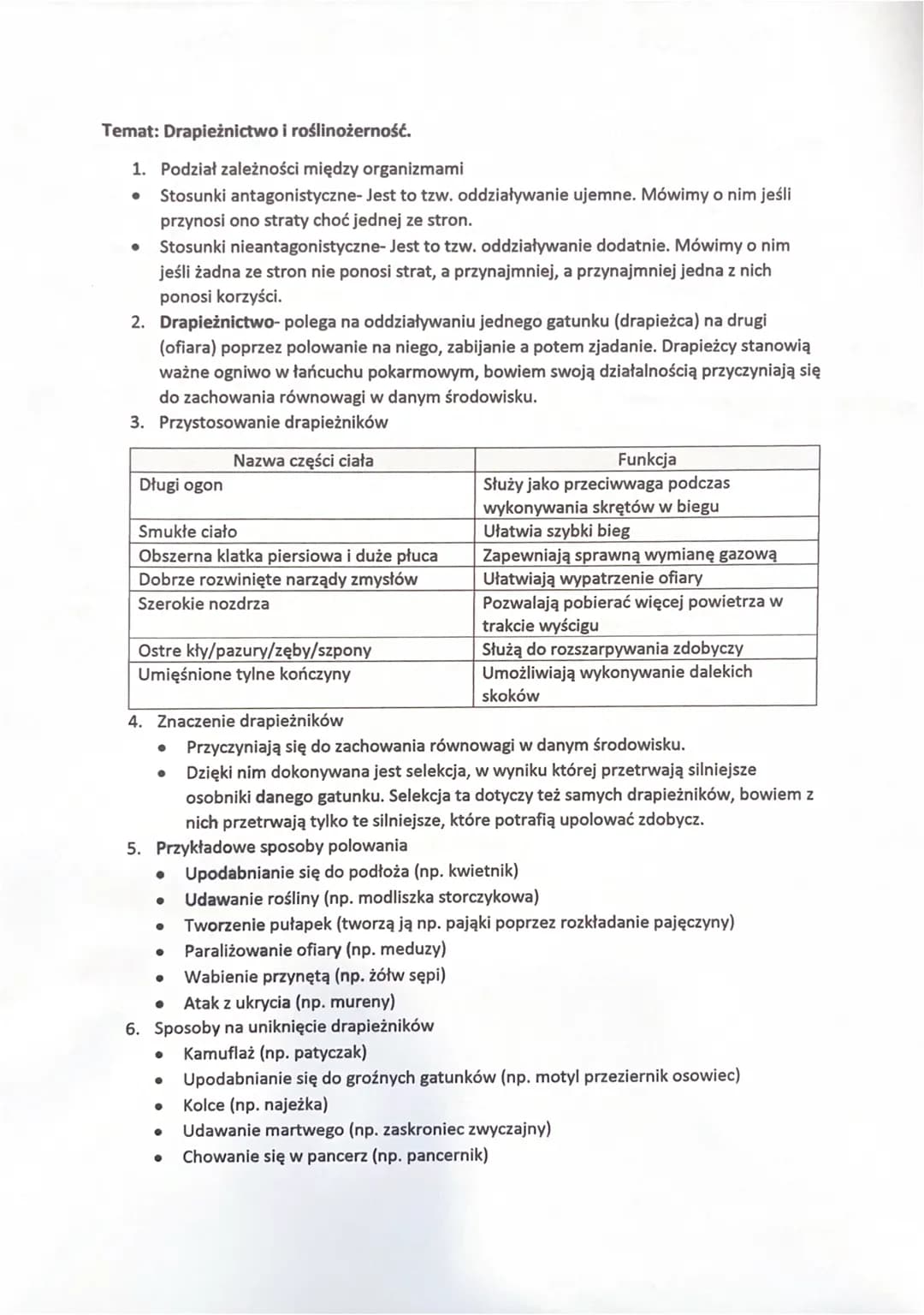 Temat: Drapieżnictwo i roślinożerność.
1. Podział zależności między organizmami
● Stosunki antagonistyczne- Jest to tzw. oddziaływanie ujemn