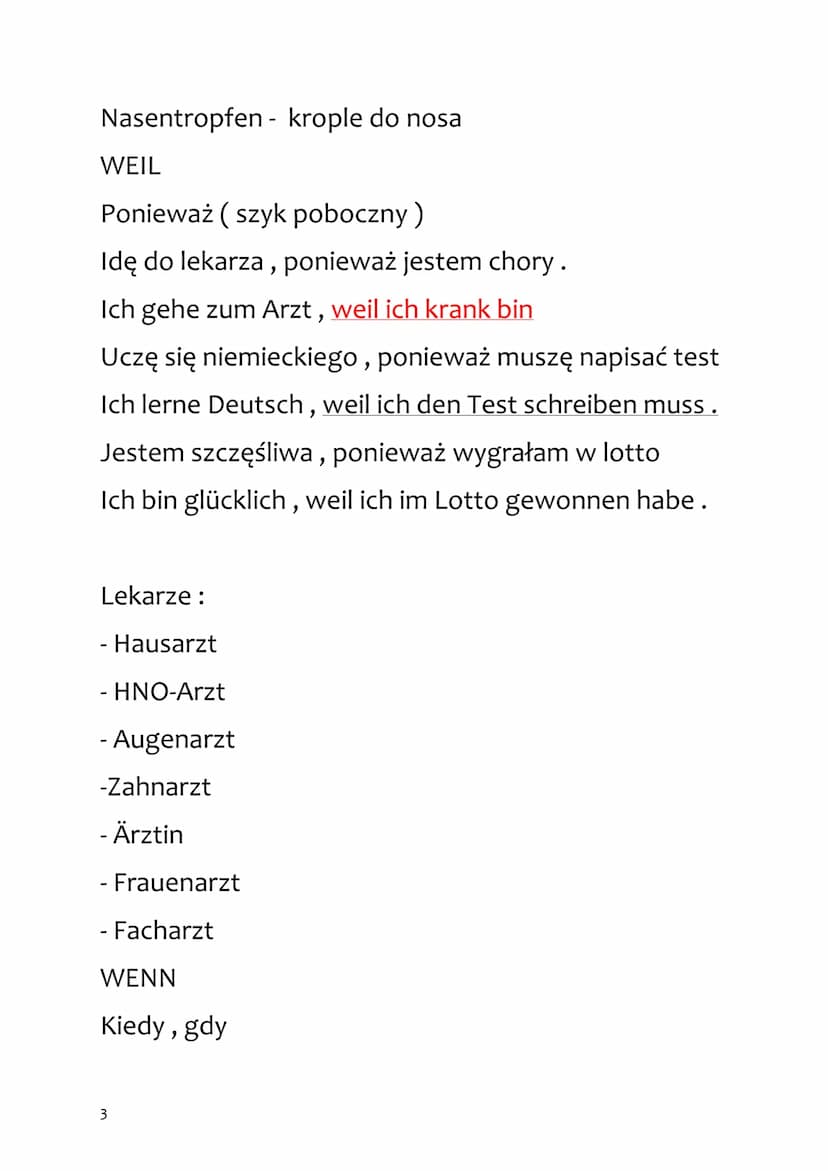 Niemiecki - sprawdzian
GESUNDHEIT
1. Części ciała
Der Rücken - plecy (1.mn - )
Der Magen- żołądek (l.mn -)
Der Mund- usta (I.mn -)
Der Fuß -