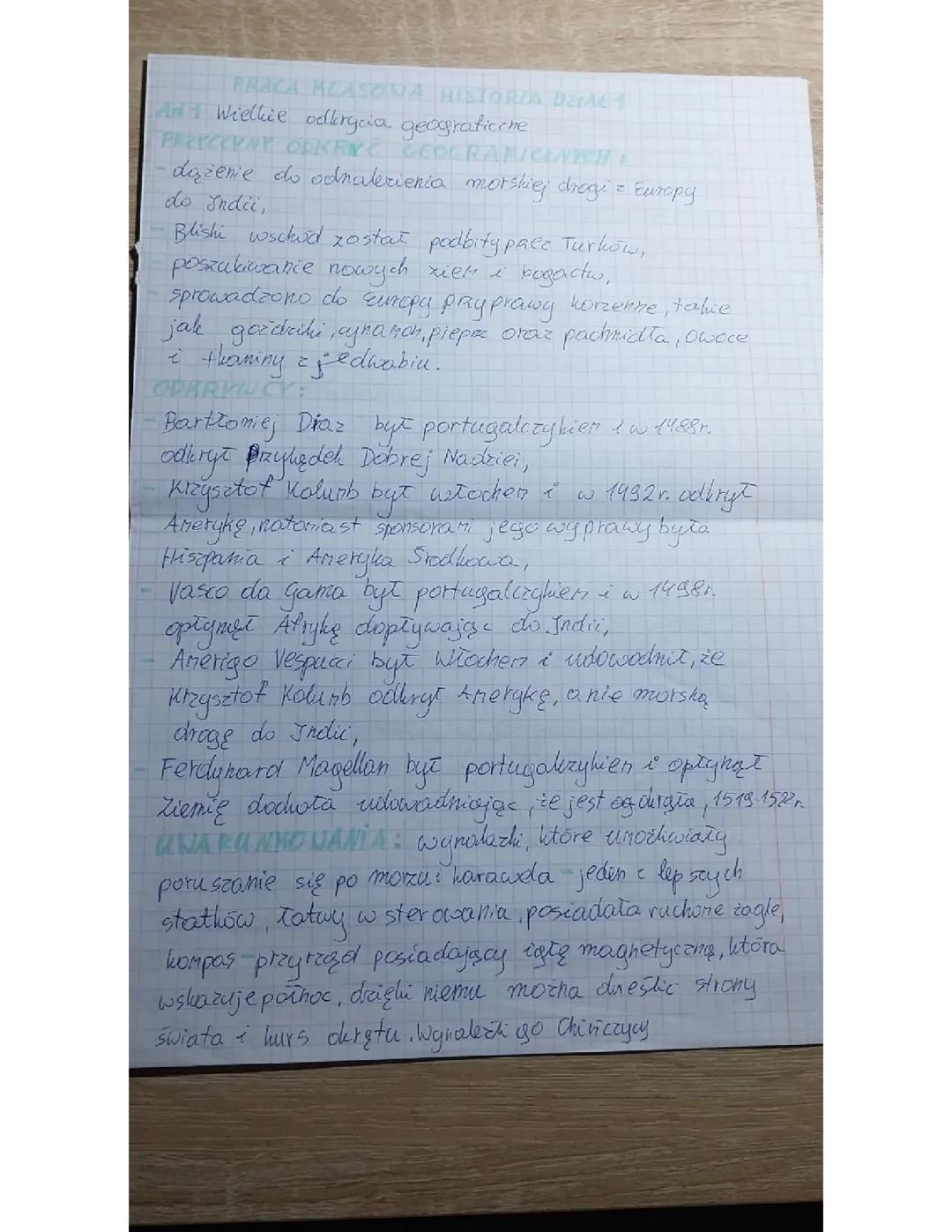 Praca klasowa z historii dla klasy 6 – materiały i notatki dział 1