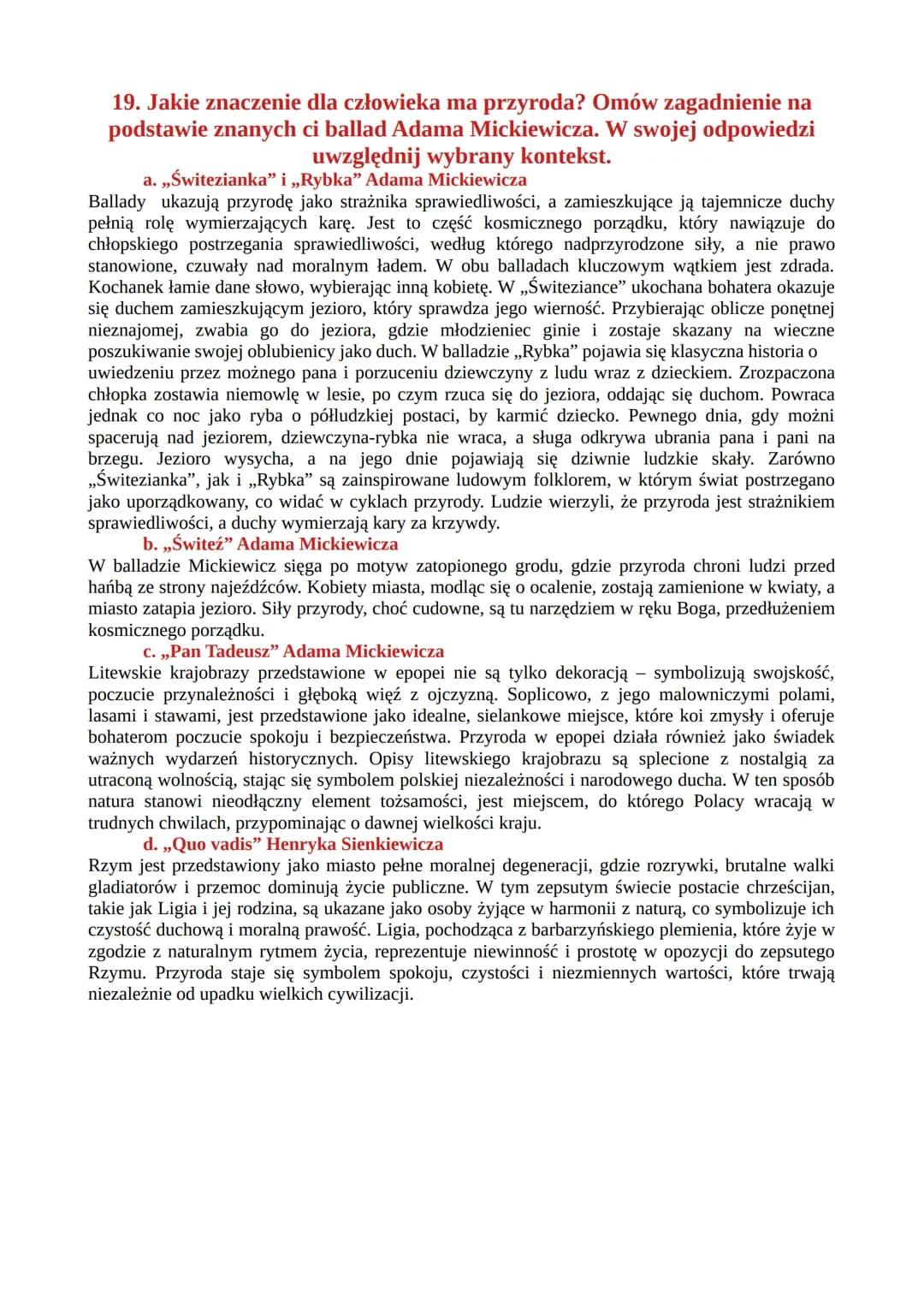 PYTANIA JAWNE
„ROMANTYCZNOŚĆ” ORAZ WYBRANE
BALLADY ADAMA MICKIEWICZA
18. Świat ducha a świat rozumu. Omów zagadnienie na podstawie
„Romantyc