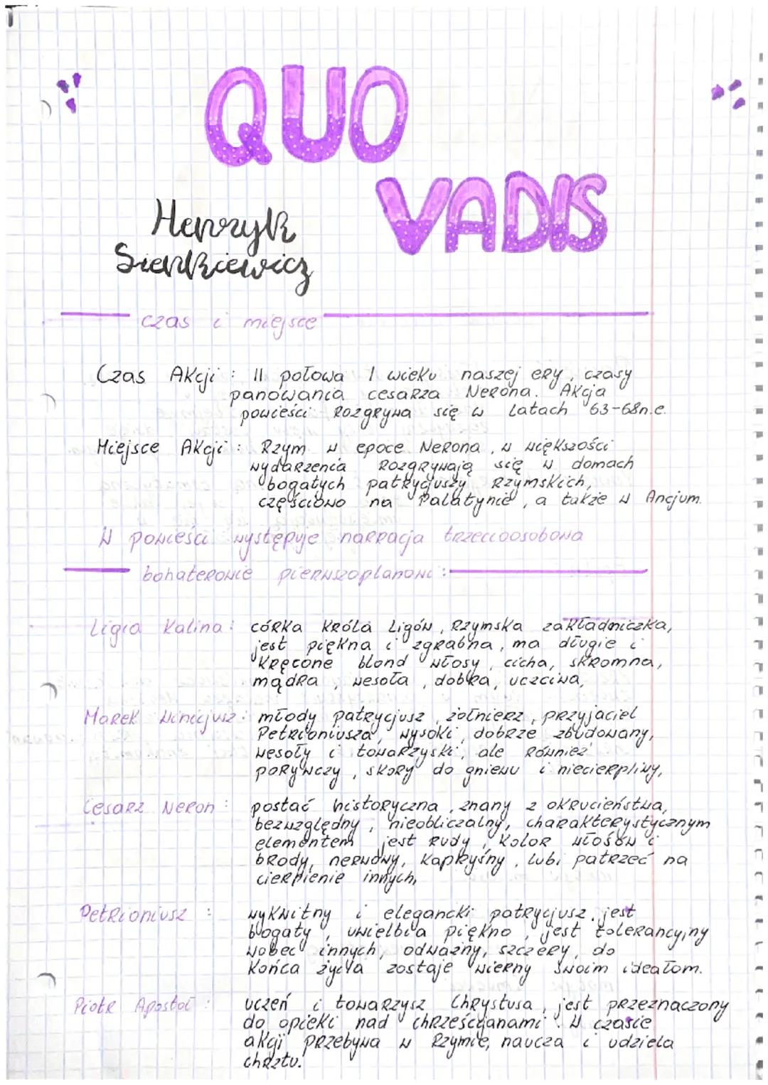 2
QUO
Henryk VADIS
Stankiewicz
i miejsce
czas
Czas Akcji
: 11 połowa I wieku naszej ery, czasy
panowania cesarza Nerona. Akcja
poucesci ког 