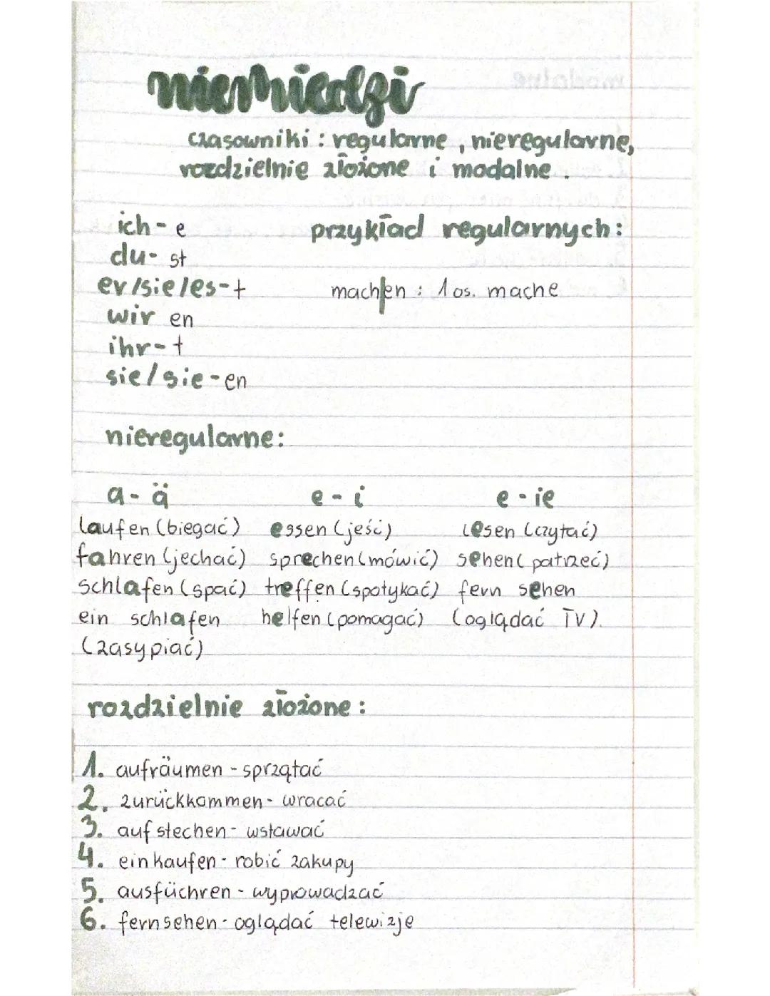 Niemiecki czasowniki: Regularne, nieregularne, złożone i modalne