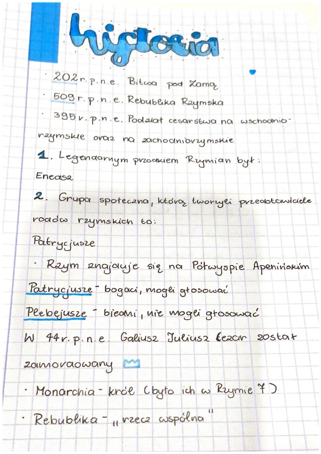 .
.
▼
historia
202 r.
P.n.e. Bitwa
pod Zamą
50gr.p.n.e. Rebublika Rzymska
395v.p.n.e. Podział cesarstwa na wschodnio-
na zachodniorzymskie
r