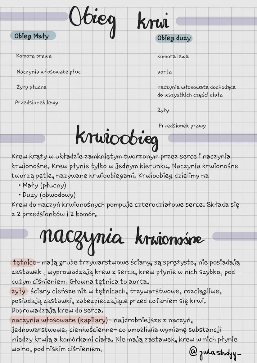 Układ
krążenia
@jula studyy- Krew
tkankynna o żółtawym zabarwieniu osocza, oraz zawartych w nim
elementów morfotycznych: krwinek i płytek kr