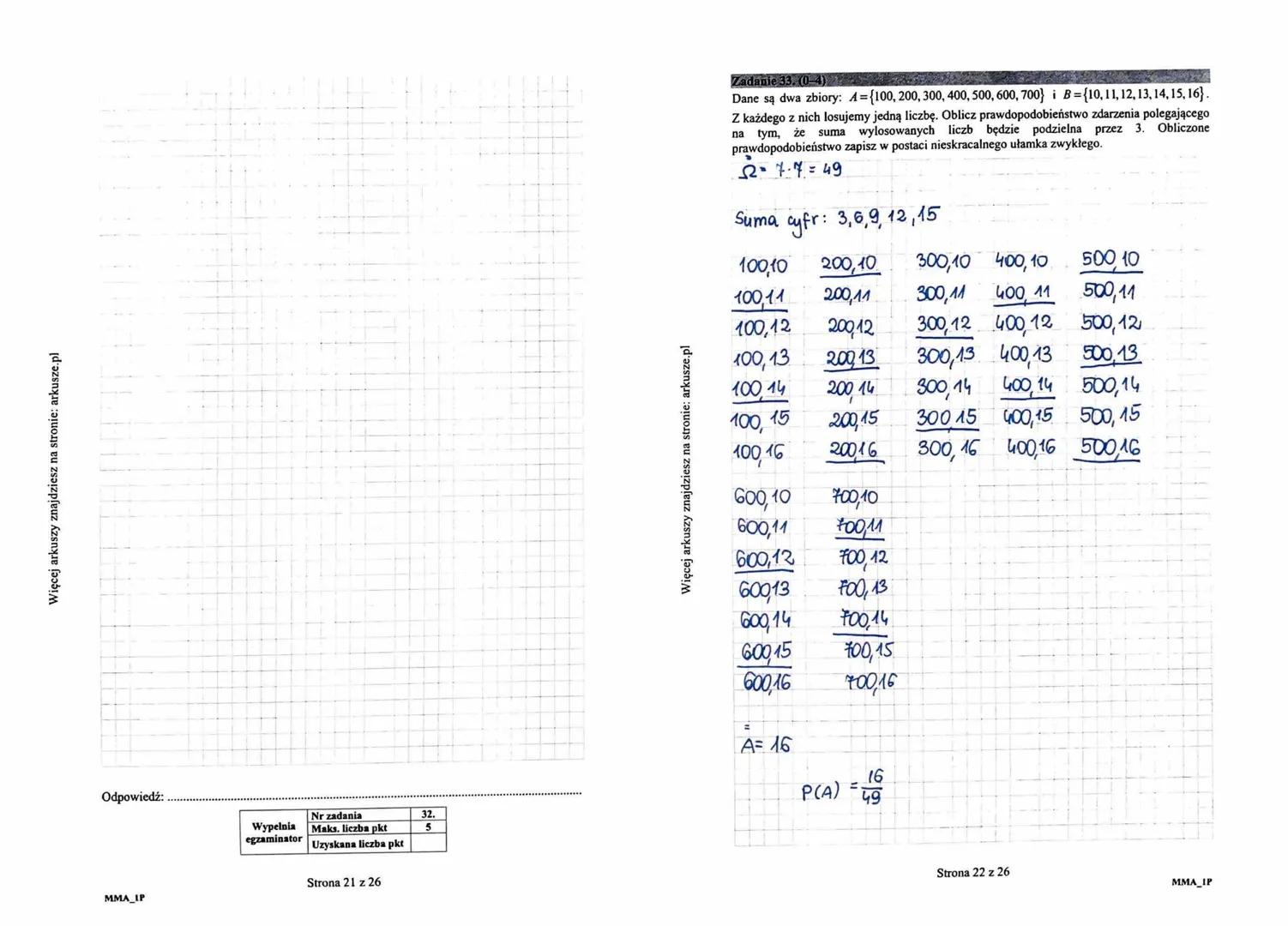 Więcej arkuszy znajdziesz na stronie: arkusze.pl
CENTRALNA
KOMISJA
EGZAMINACYJNA
KOD
UZUPEŁNIA ZDAJĄCY
PESEL
EGZAMIN MATURALNY
Z MATEMATYKI
