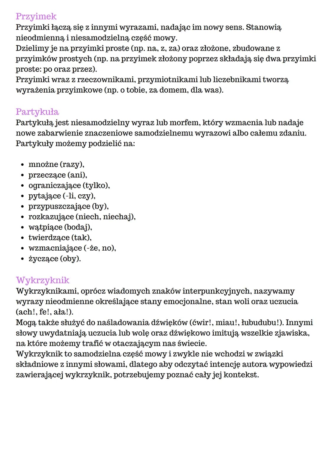 Nieodmienne części mowy
Przysłówek
Przysłówek to nieodmienna część mowy, która charakteryzuje czynności lub
stany, czasami także wskazuje na