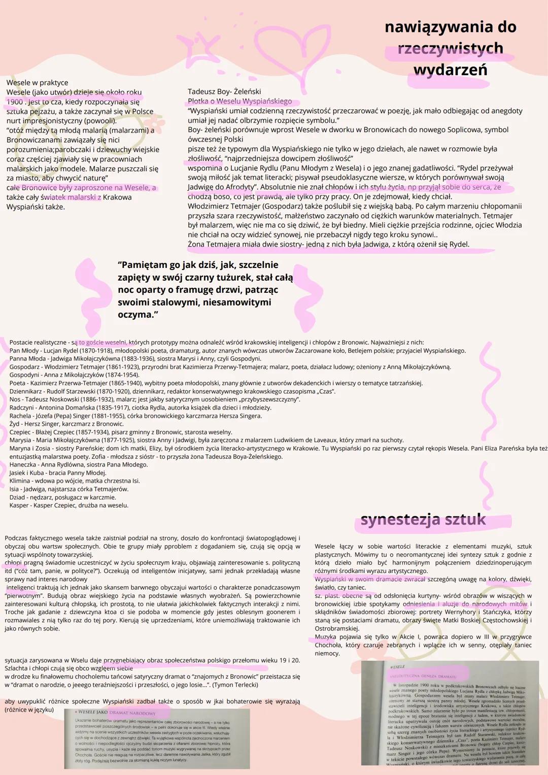 # Wesele
Stanisław Wyspiański

info w skrócie

Akt 1 - komedia obyczajowa
przegląd kulturowo- społeczny zebranych

Akt II - symboliczny
wpro