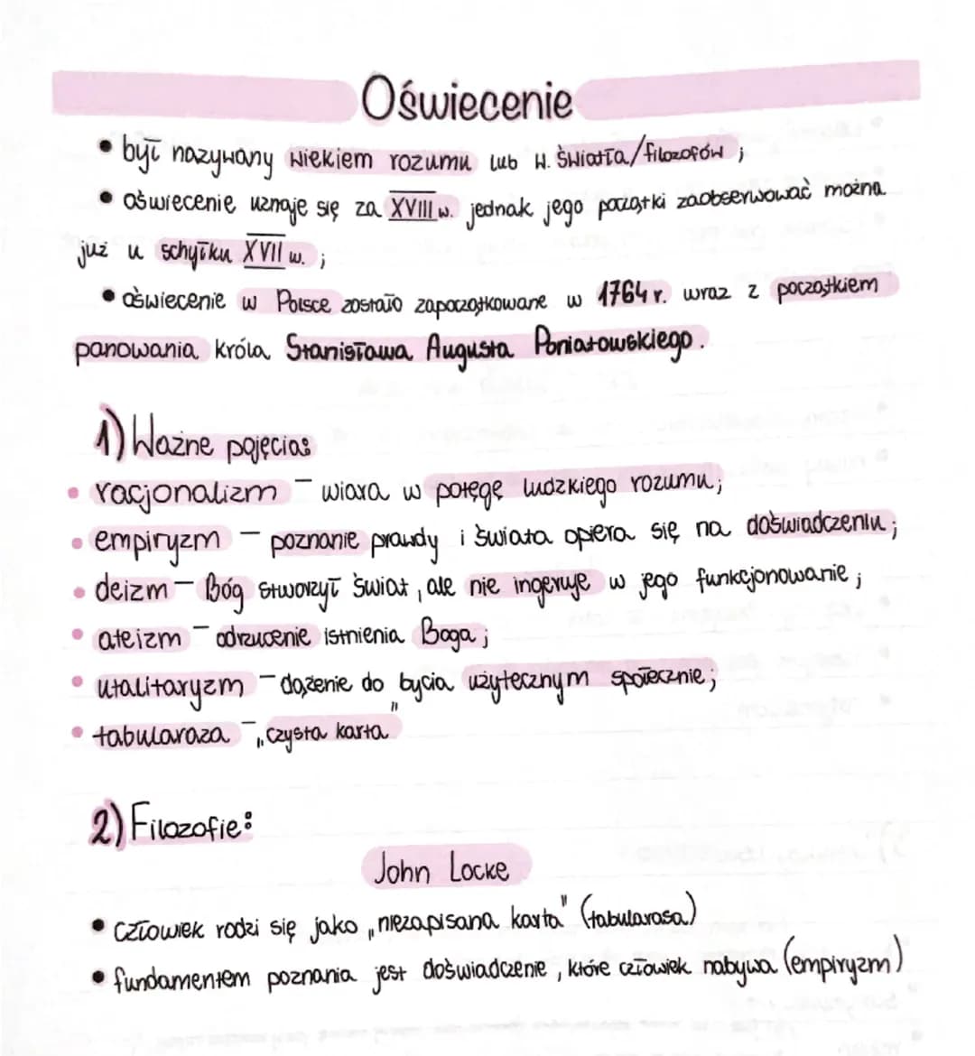 Oświecenie
• był nazywany wiekiem rozumu lub W. Światła / filozofon
j
• aświecenie uznaje się za XVIII w. jednak jego pazątki zaobserwować m
