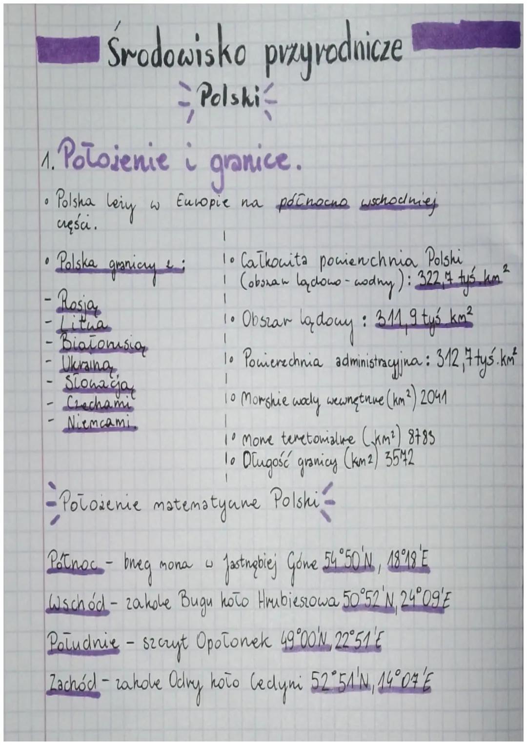 1. Położenie i granice.
0
0
Środowisko przyrednicze
- Polski -
Polsha
części.
Polska
-
leży
-Rosia
Litha
graniczy
Biatomision
w Europie na p
